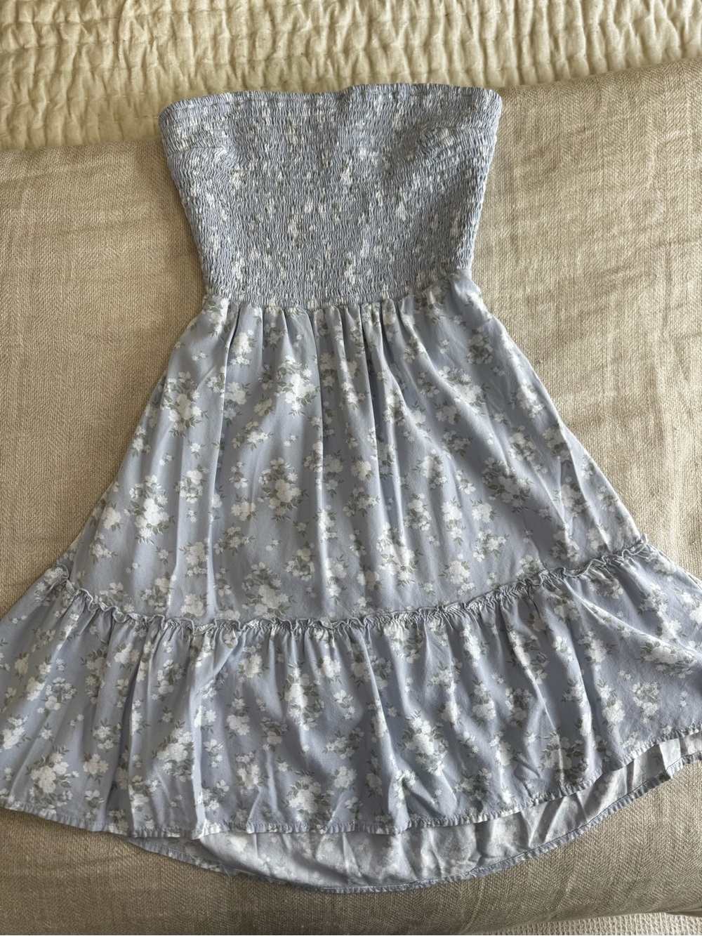 Hollister Light Blue Floral Strapless Sundress
